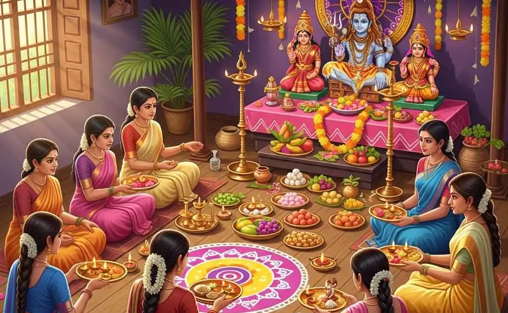 తదియ నోములు, షోడశ గౌరీ, హరితాళికా వ్రతము & వినాయక చవితి పండుగల వివరణ — స్తోత్రమ్, పూజలు, వ్రతాలు