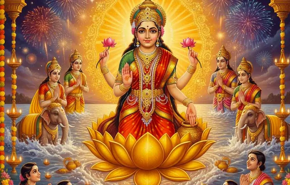 దీపావళి వేళ లక్ష్మీదేవి జననగాథ: ఐశ్వర్య దేవత దివ్య ఆవిర్భావం — పండుగలు