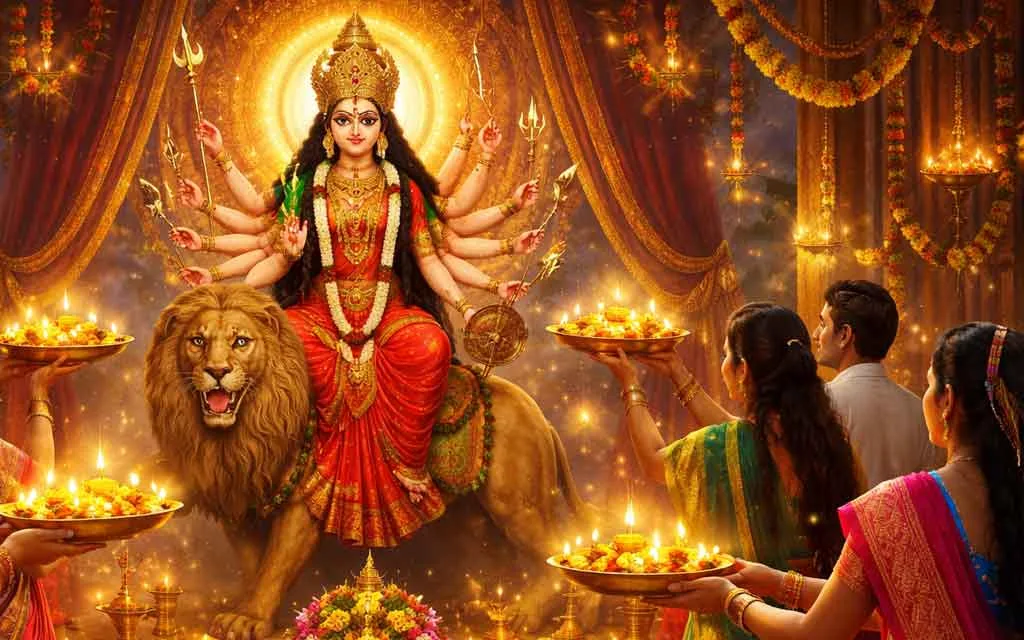 నవరాత్రి ఆరతి పాటలు — హిందీ మరియు ఇంగ్లీష్లో (2026) — పండుగలు